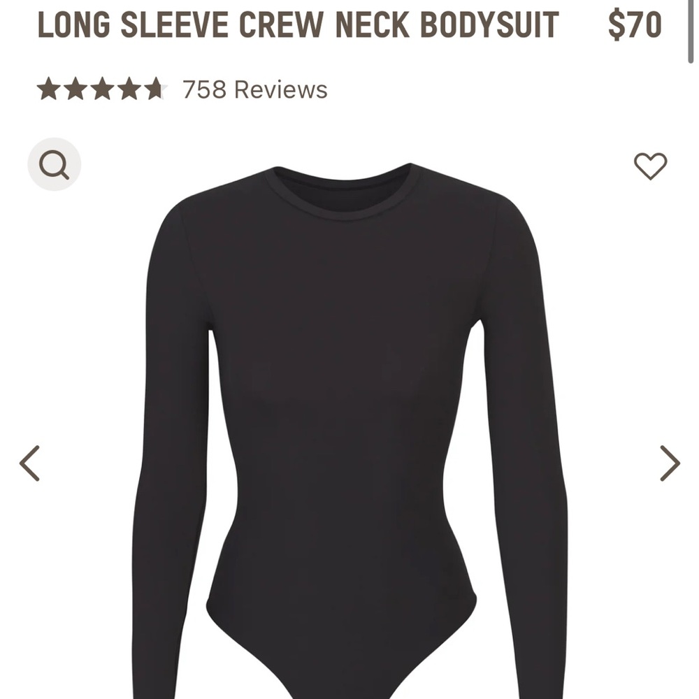 Skims fits everybody long sleeve crew neck body suit. Size XS